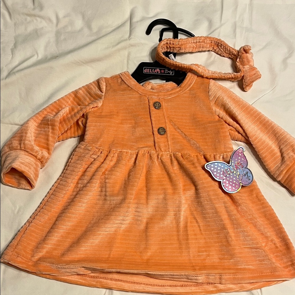 dELiA*s Orange Baby Dress with Ribbed Texture